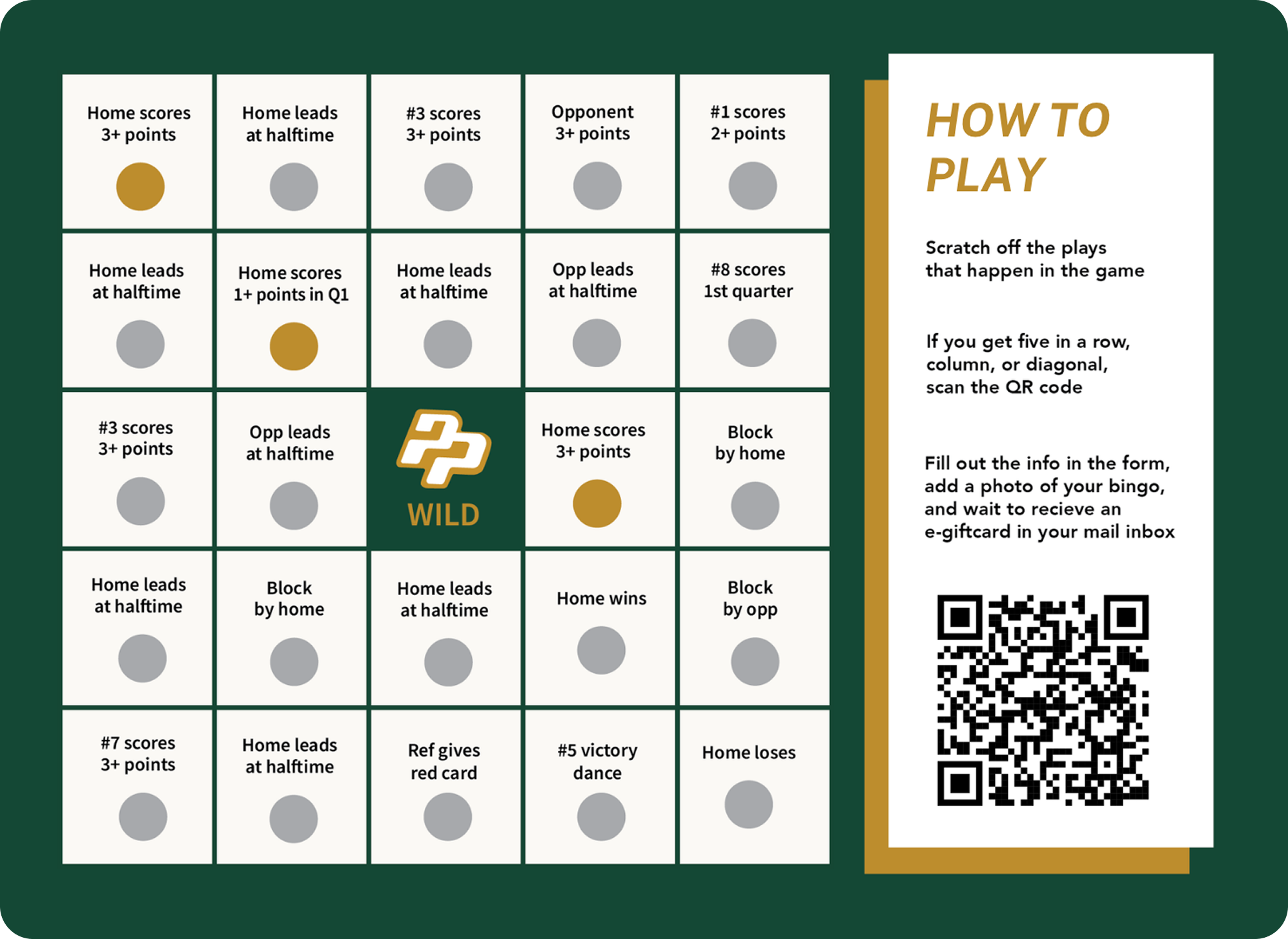PolyPicks scratch card game board next to a 'How to Play' instruction card